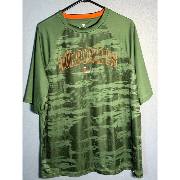 FANATICS MIAMI HURRICANES MENS ATHLETIC T-SHIRT GREEN & ORANGE SIZE XL - Picture 5 of 8